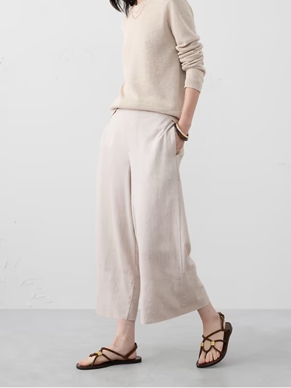 Banana Republic WIDE-LEG HIGH-RISE LINEN-BLEND CROPPED PANT
